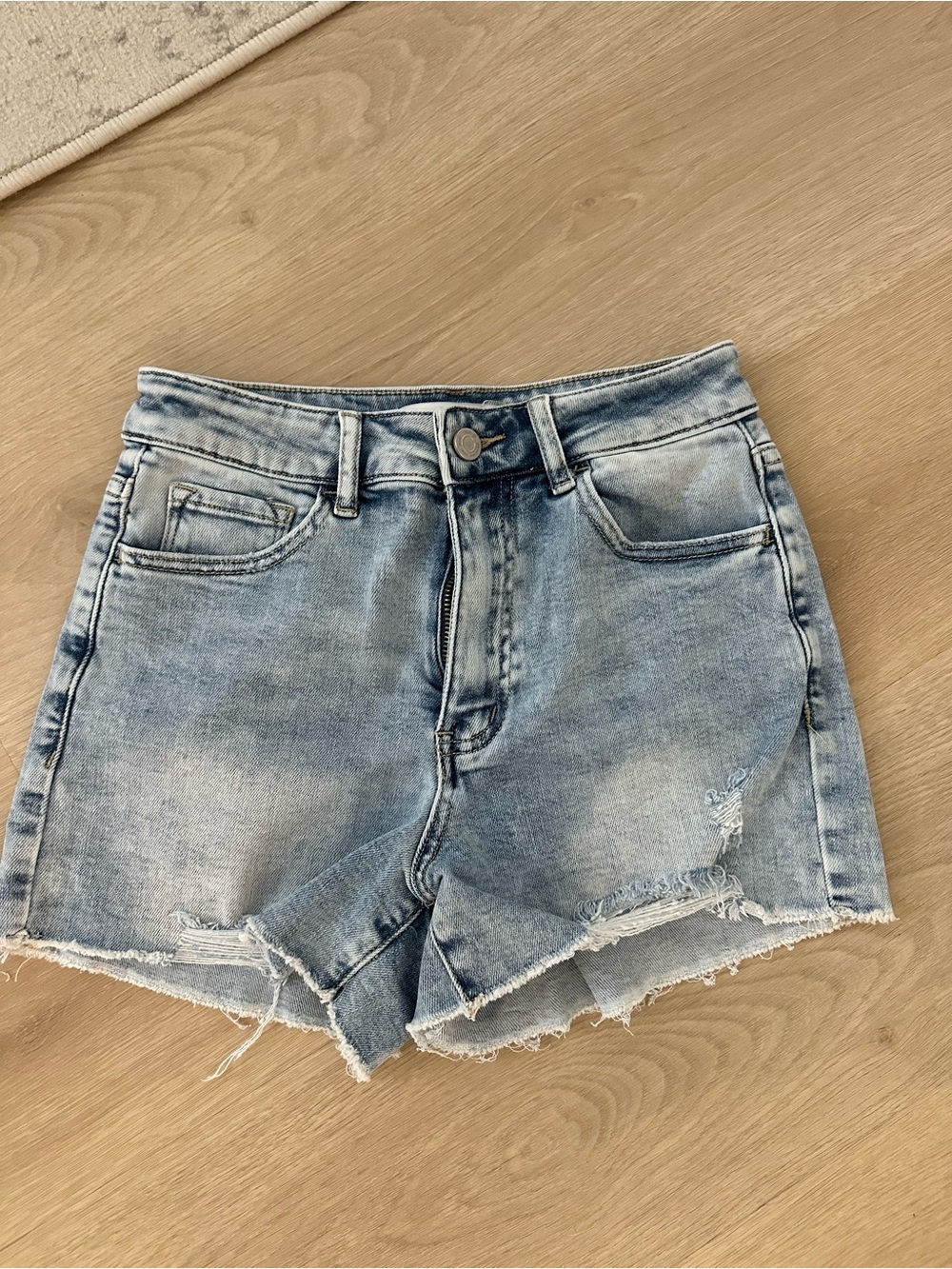 Light Wash Distressed Women's Denim Shorts
